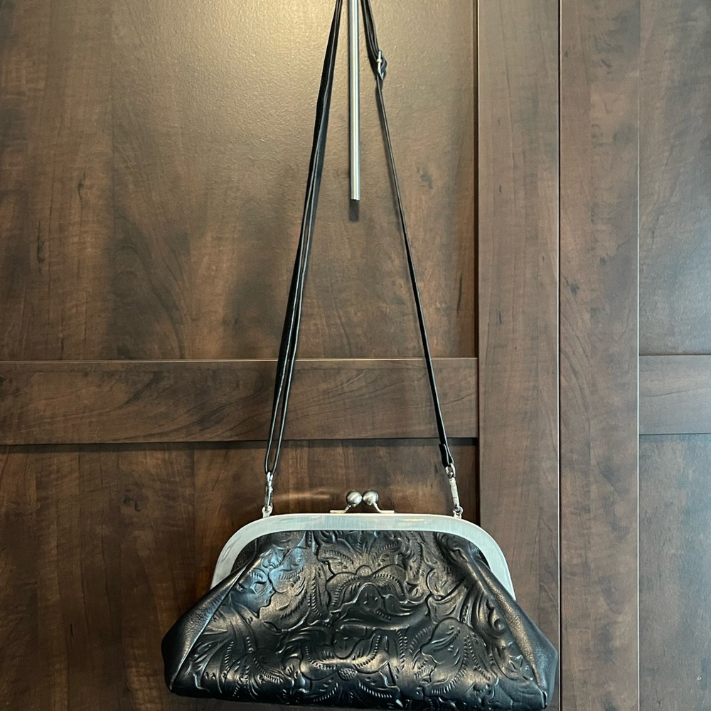 Elegant Black Patricia Nash Embossed Leather Handbag